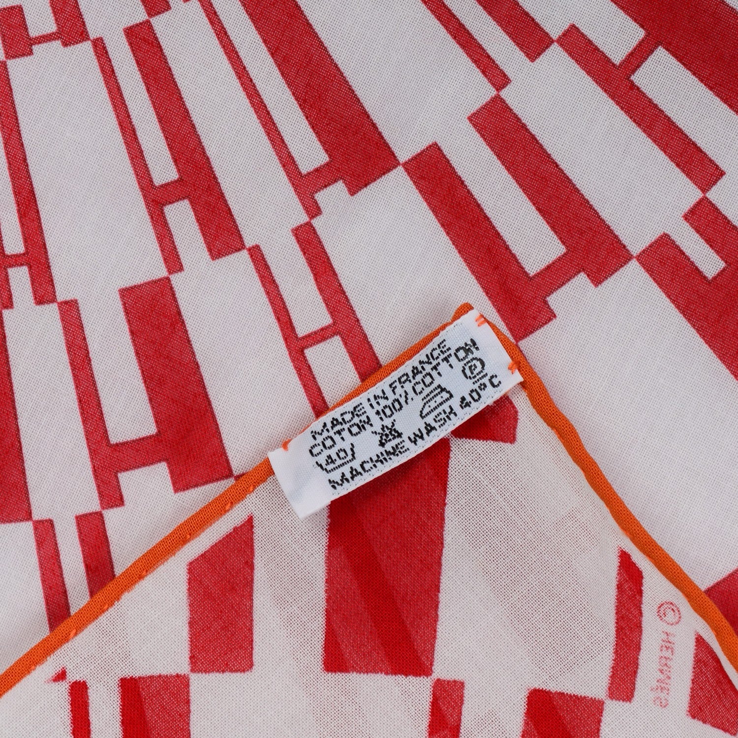 Hermes Cotton Pocket Square Red 5 of 5