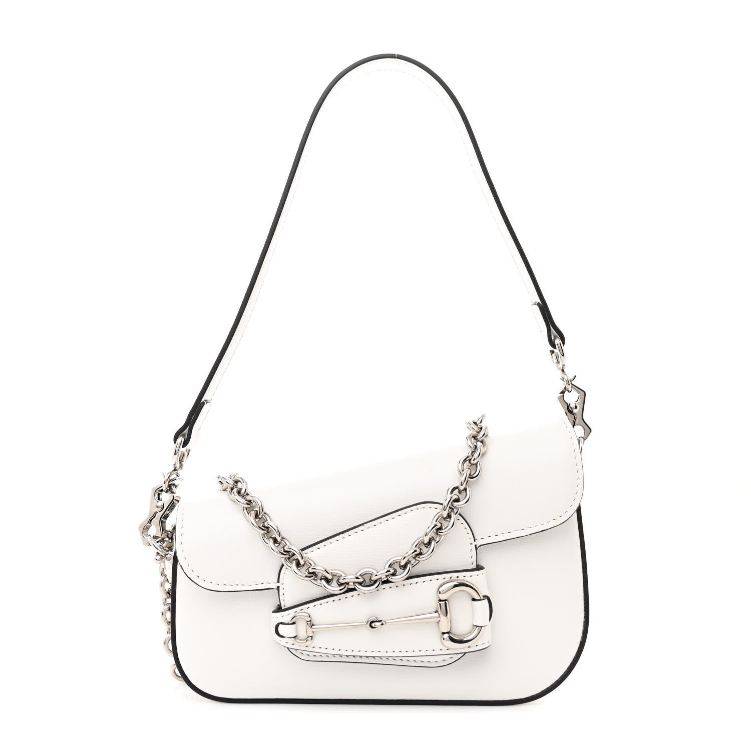 Gucci Calfskin Mini Horsebit 1955 Asymmetric Shoulder Bag White 1 of 7