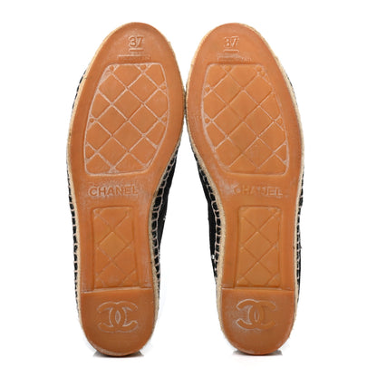 Chanel Suede Pearl CC Espadrilles 37 Black 5 of 10