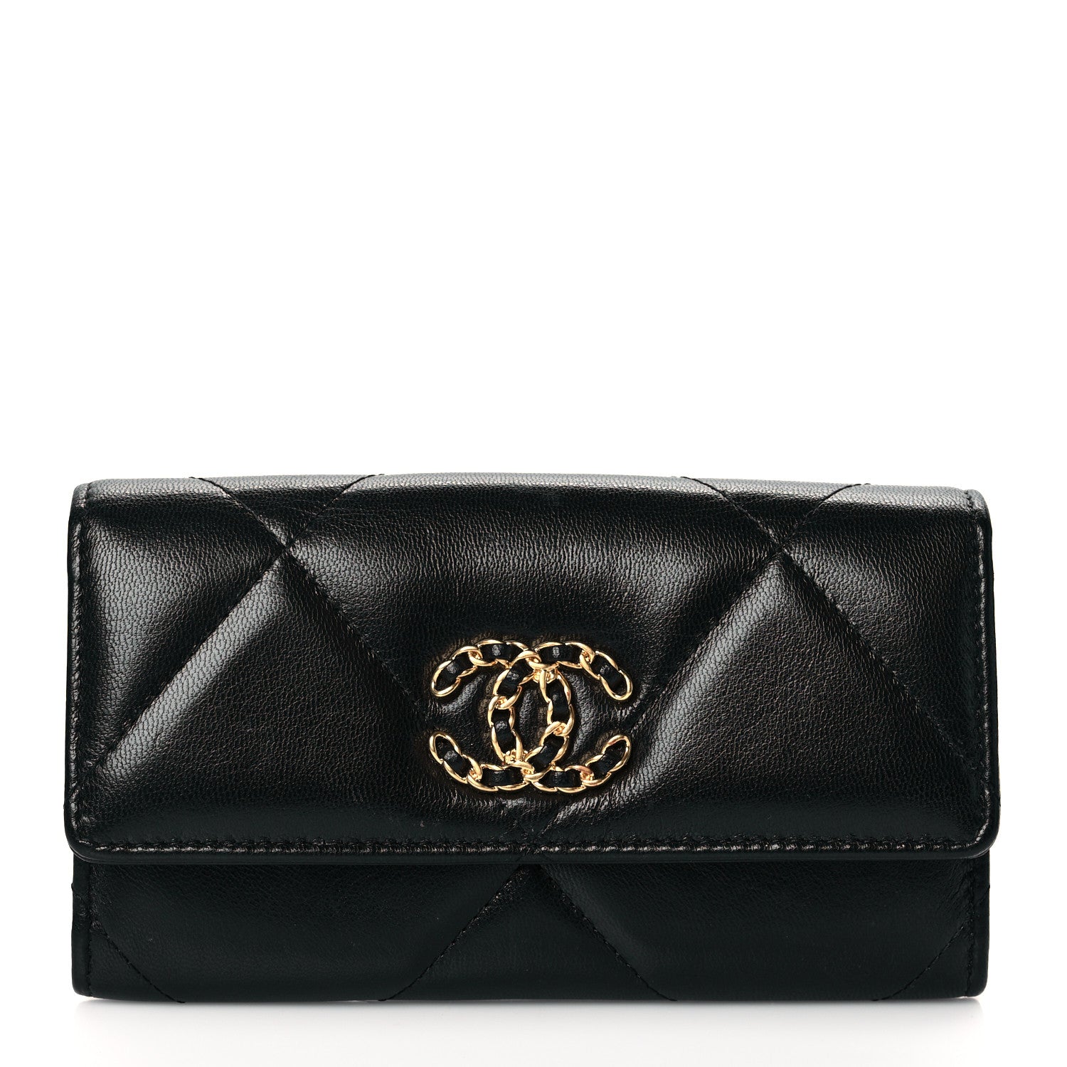 Chanel Lambskin Quilted Chanel 19 Flap Wallet Black 1 of 9