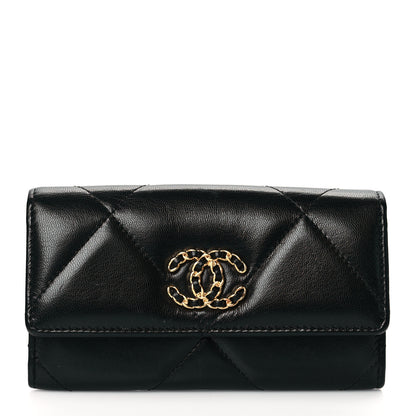 Chanel Lambskin Quilted Chanel 19 Flap Wallet Black 1 of 9