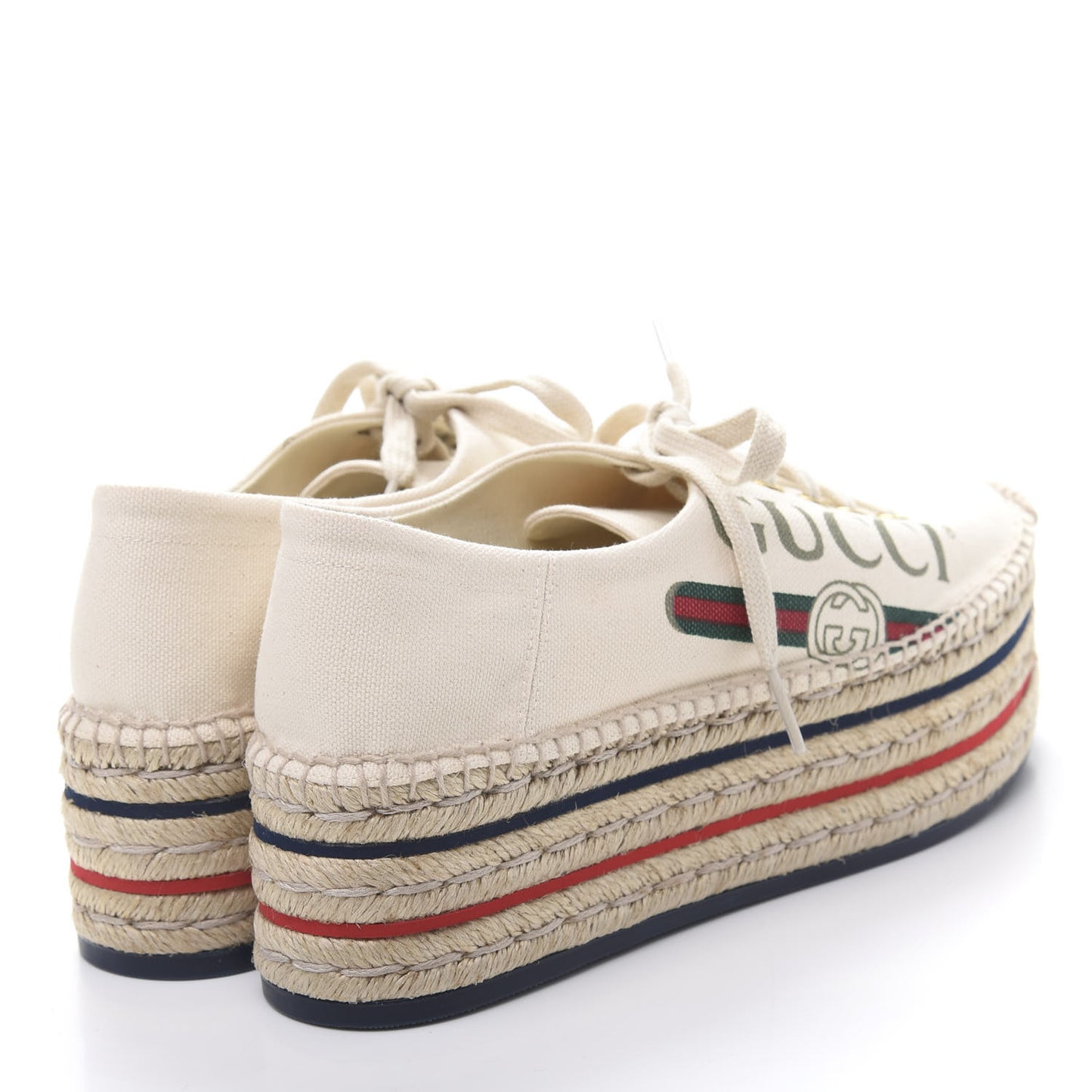 Canvas Logo Lace-Up Platform Espadrilles 39 Greggio Grege