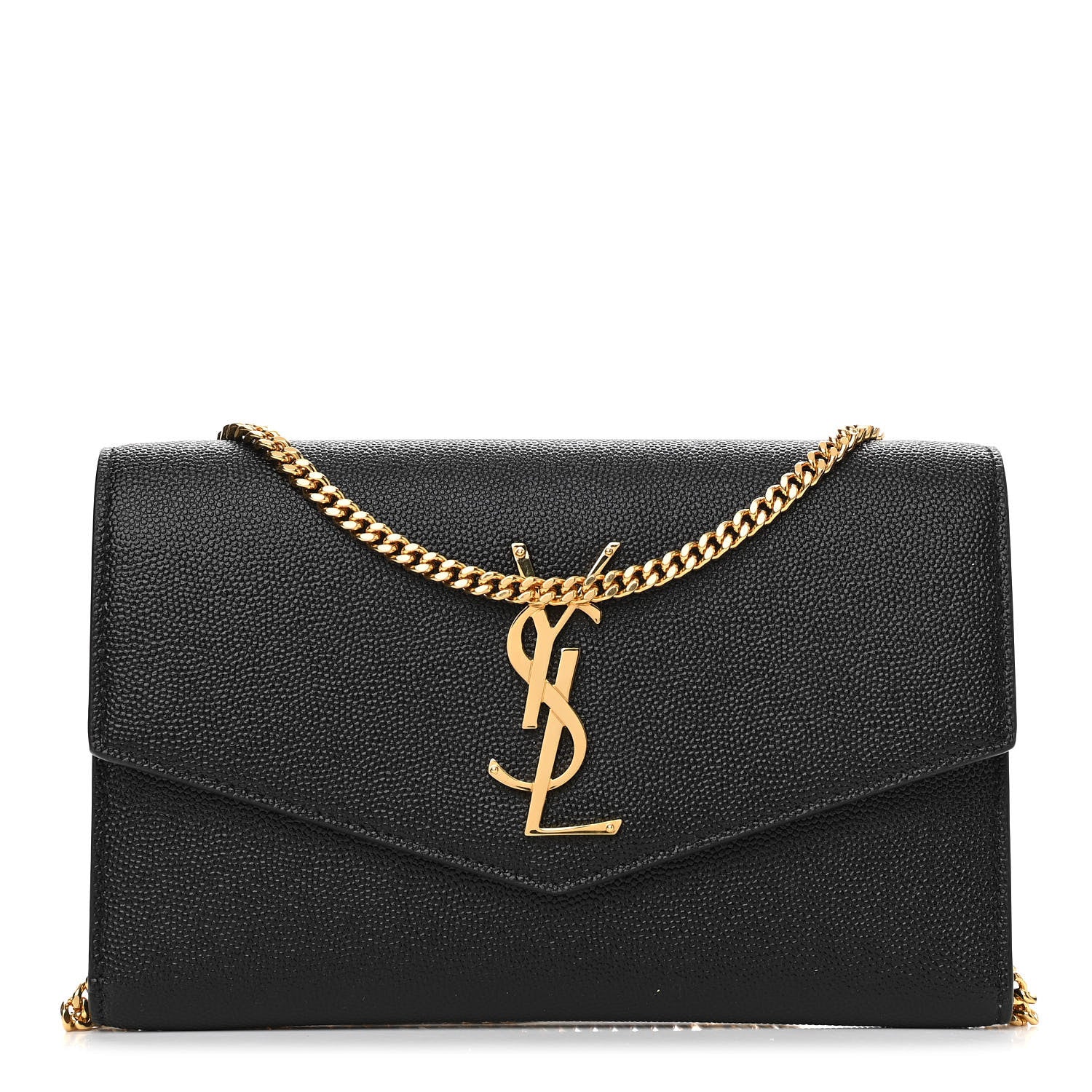 Saint Laurent Grain De Poudre Uptown Chain Wallet Black 3 of 13