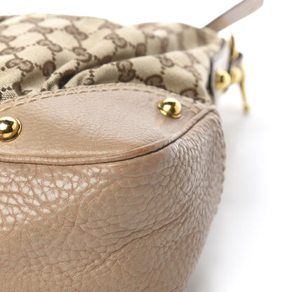 Gucci Monogram Medium Jockey Hobo Beige 13 of 14