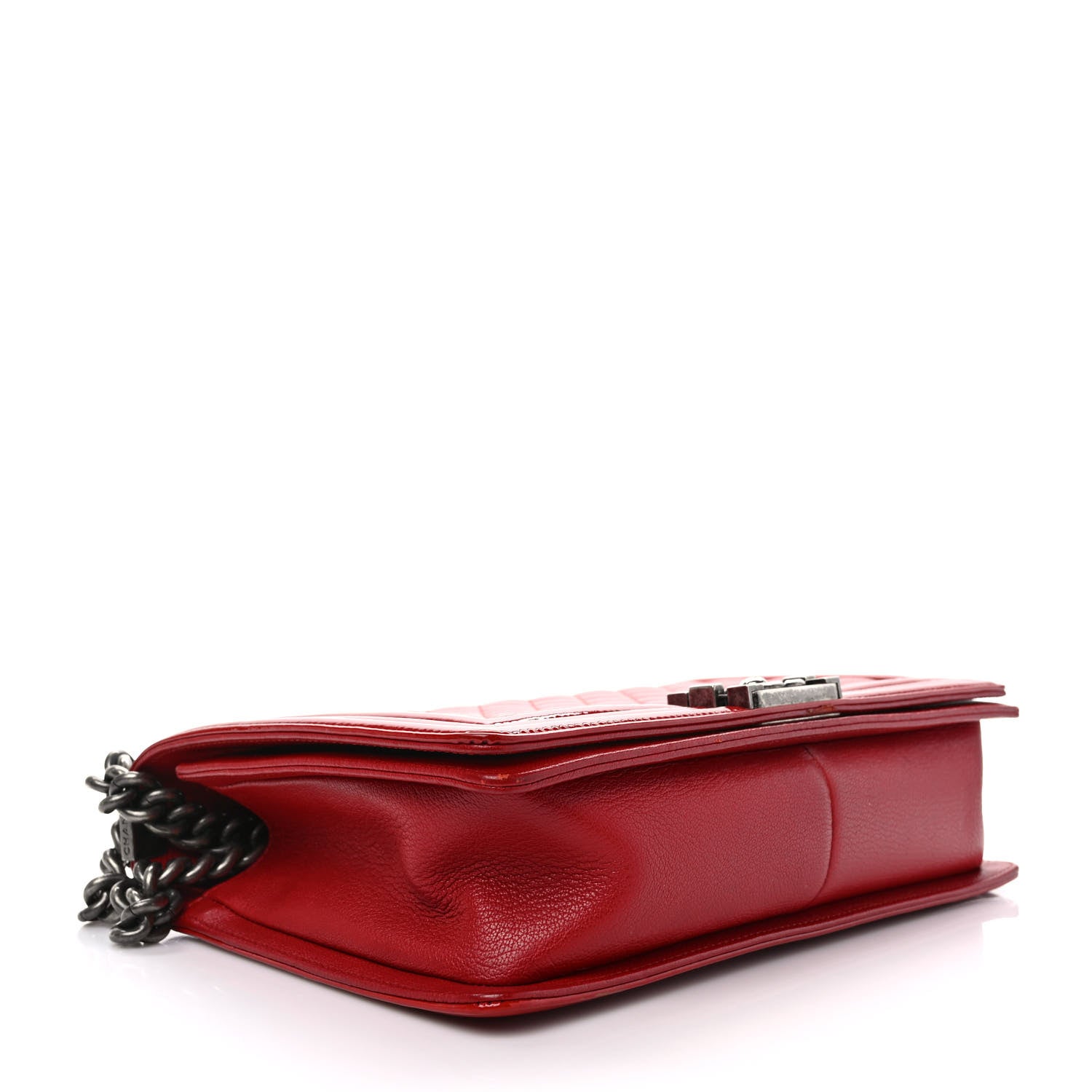 Chanel Patent Goatskin Quilted New Medium Boy Flap Red 4 of 10
