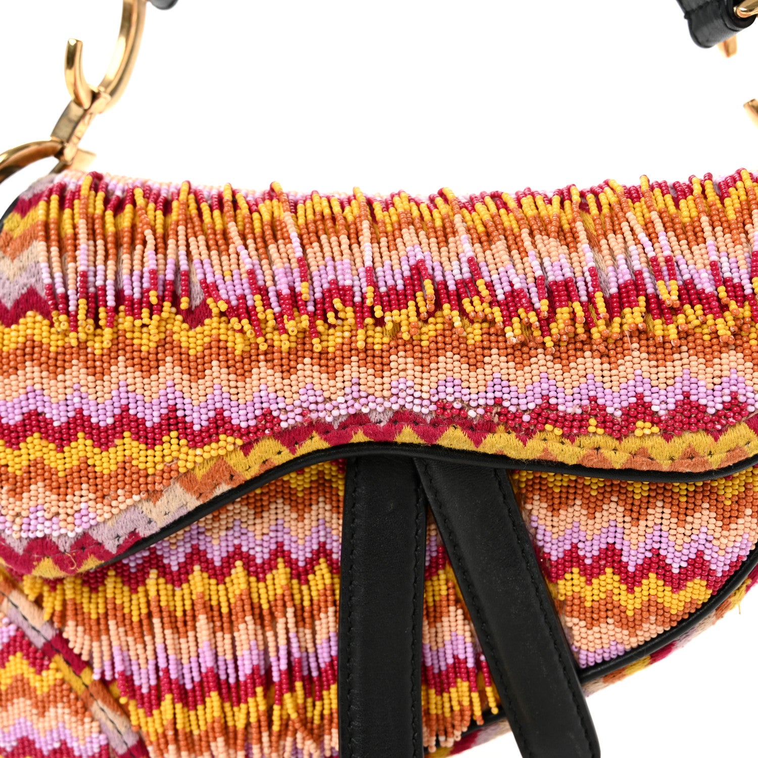 Christian Dior Embroidered Fringe Beaded Mini Saddle Bag Multicolor 8 of 11