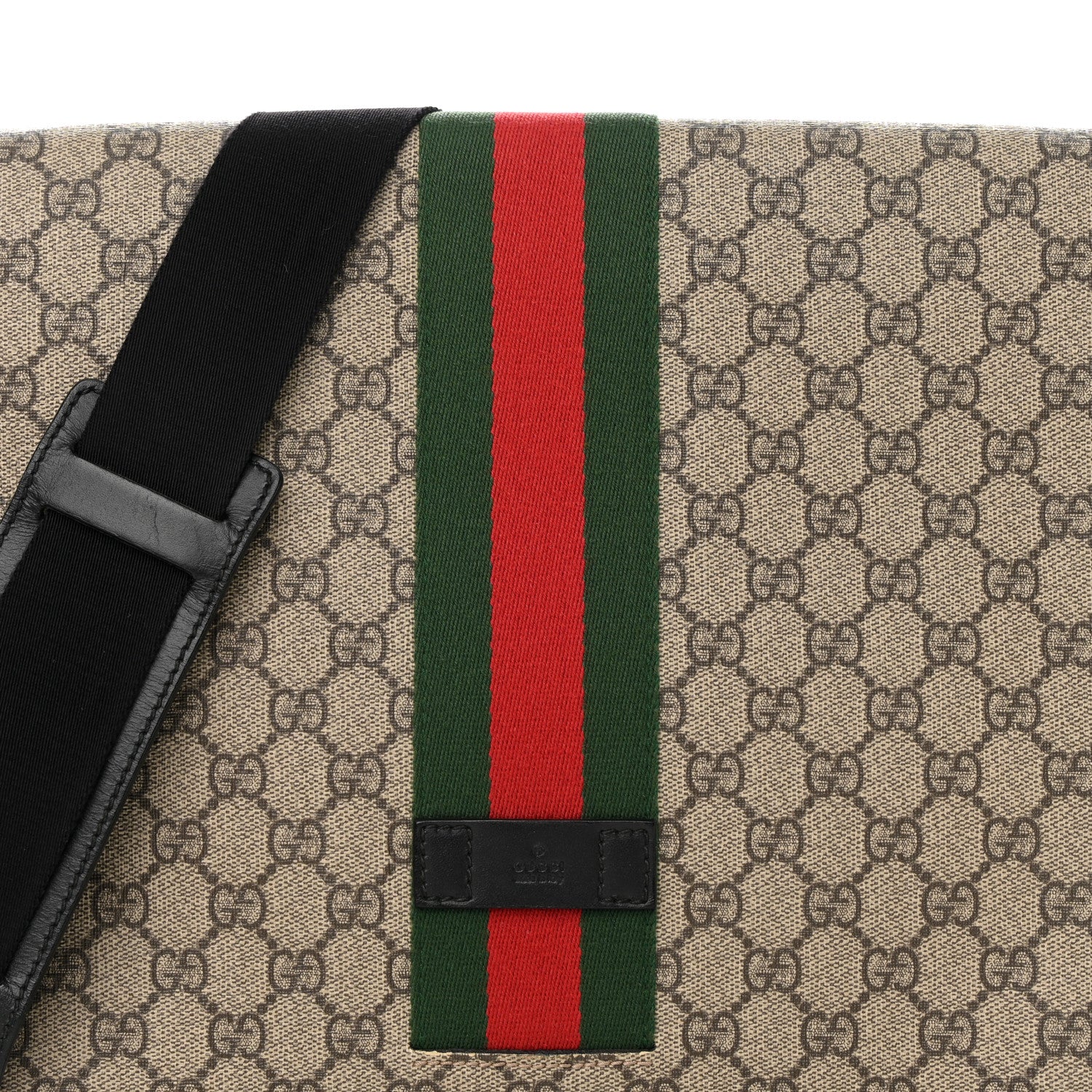 Gucci GG Supreme Monogram Web Flap Messenger Bag Black 8 of 15