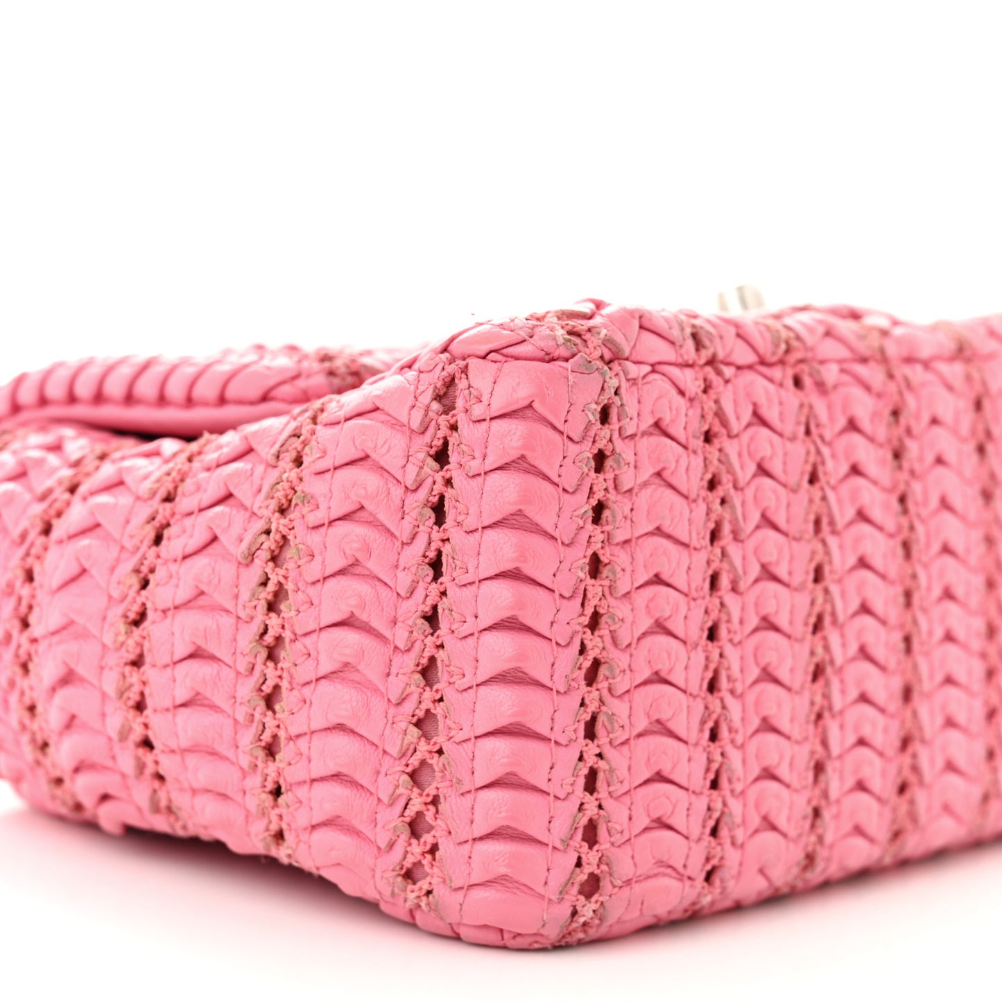 Lambskin Crochet Embroidered Mini Flap Pink