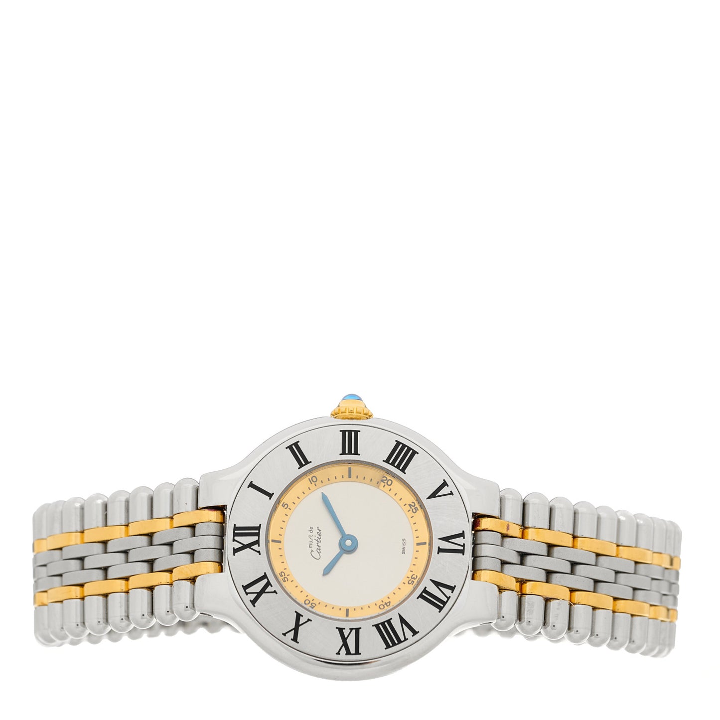 Stainless Steel 18K Yellow Gold 28mm Must De 21 Bullet Link Quartz Watch