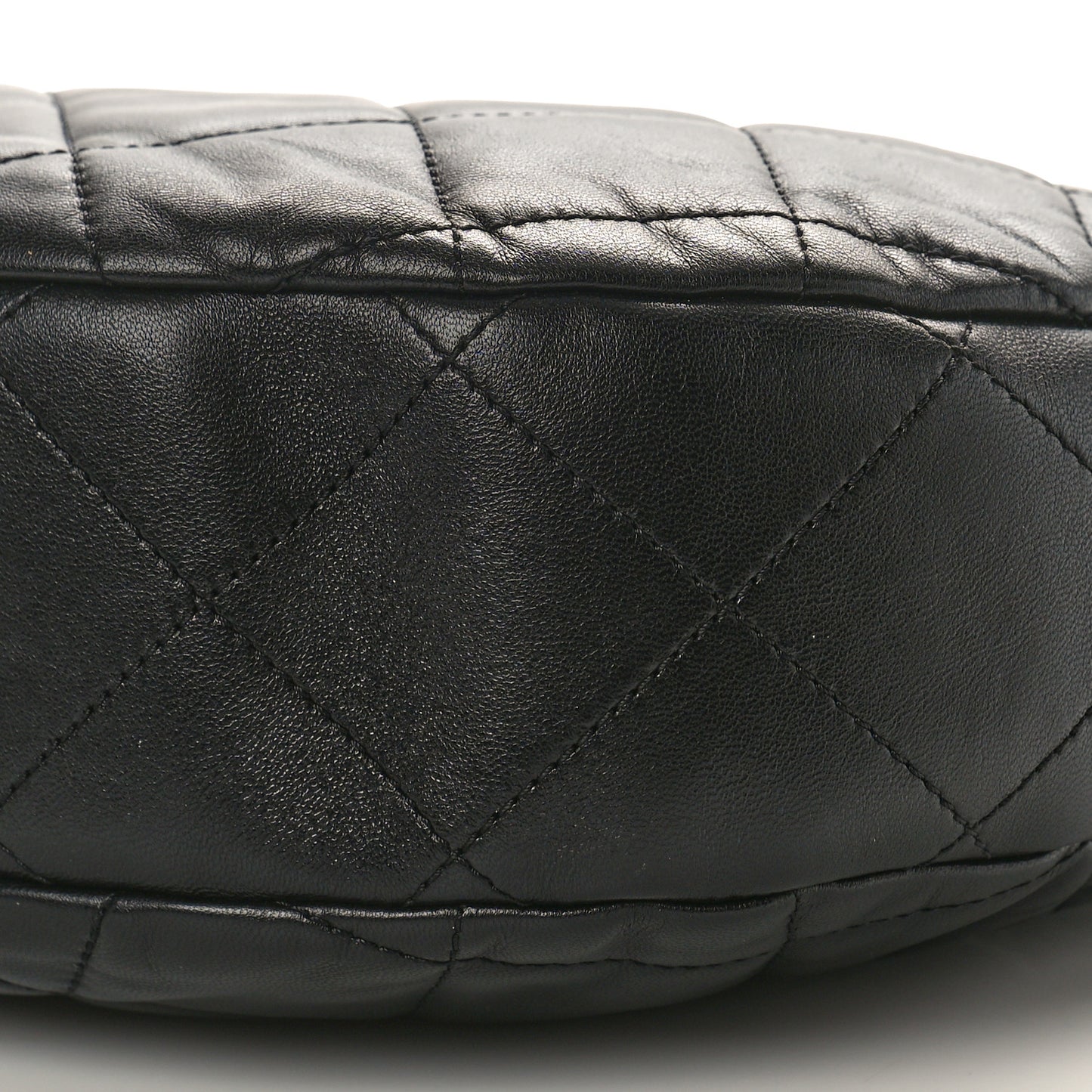 Lambskin Chain Rows Quilted Chain Hobo Black