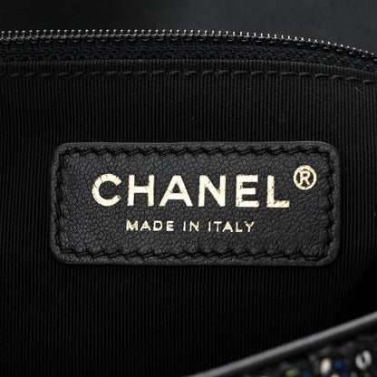 Chanel Tweed Medium Pearl Handle Flap Black Ecru 6 of 7
