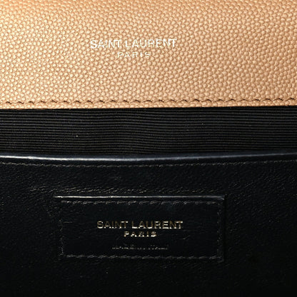 Saint Laurent Grain De Poudre Textured Mixed Matelasse Triquilt Medium Monogram Envelope Chain Bag Dark Latte 5 of 8