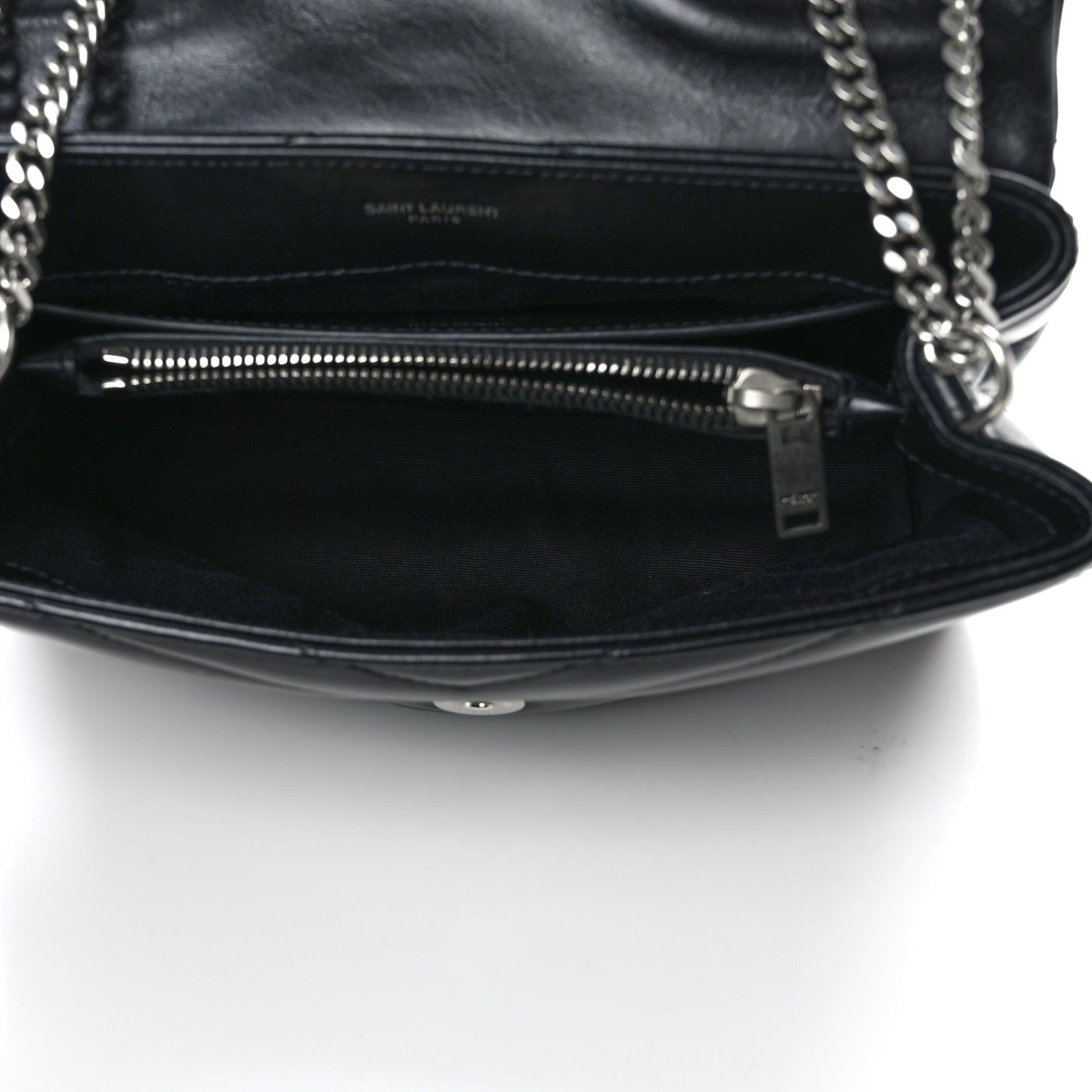 Calfskin Y Quilted Monogram Small Loulou Chain Satchel Black