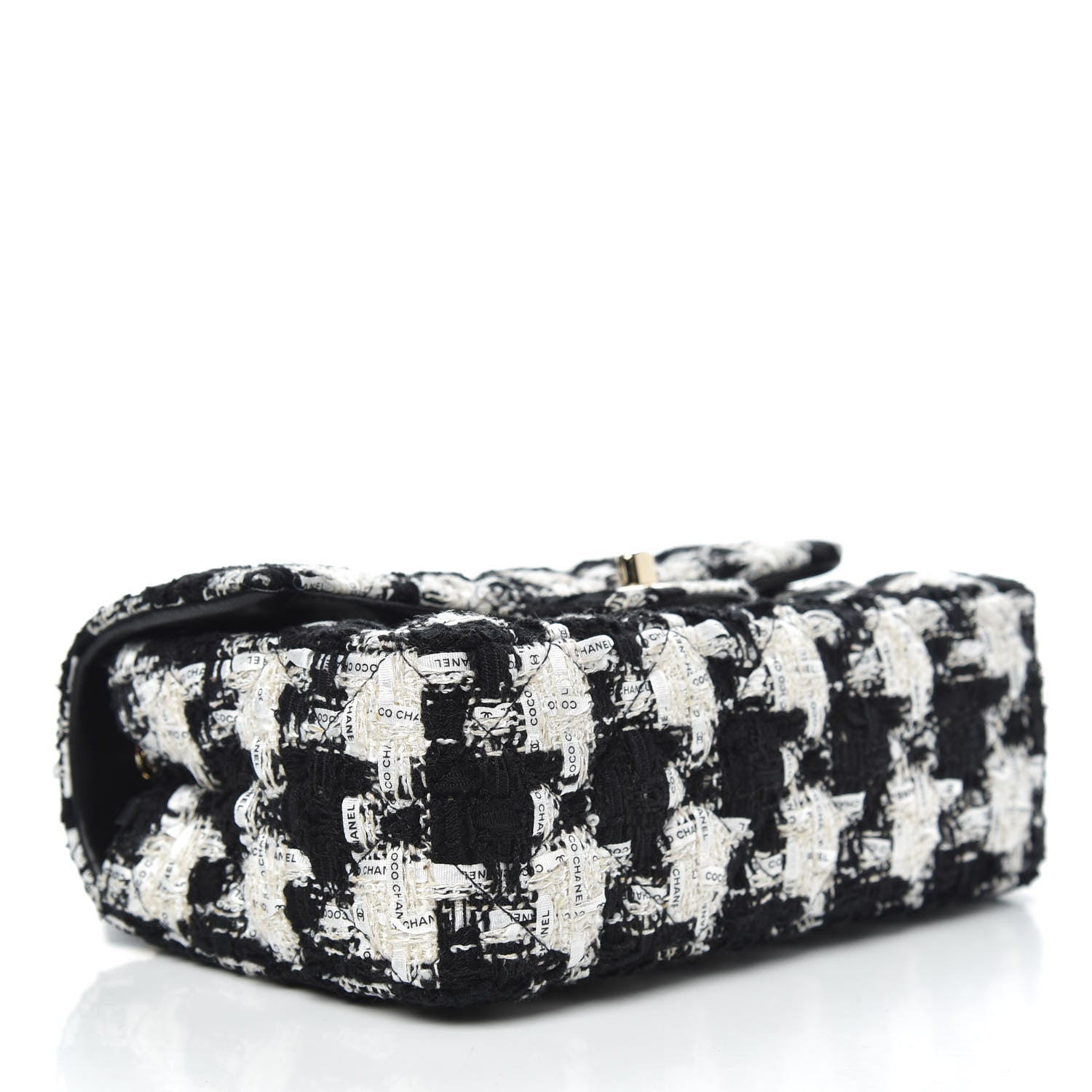 Chanel Tweed Quilted Mini Rectangular Flap Black Ecru White 4 of 11