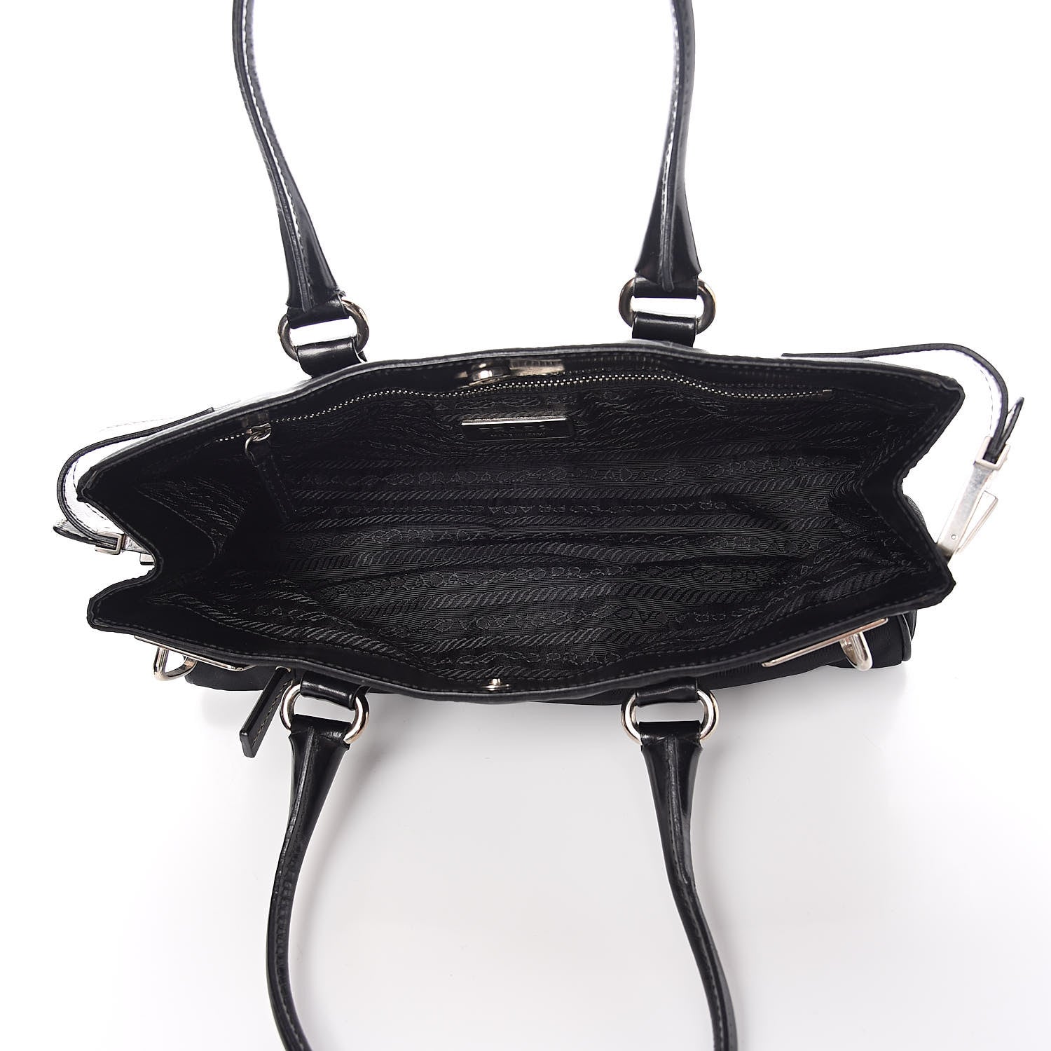 Prada Tessuto Vitello Top Handle Bag Black 5 of 13