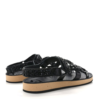 Chanel Laminated Goatskin Chain Sandals 40 Black 4 of 9