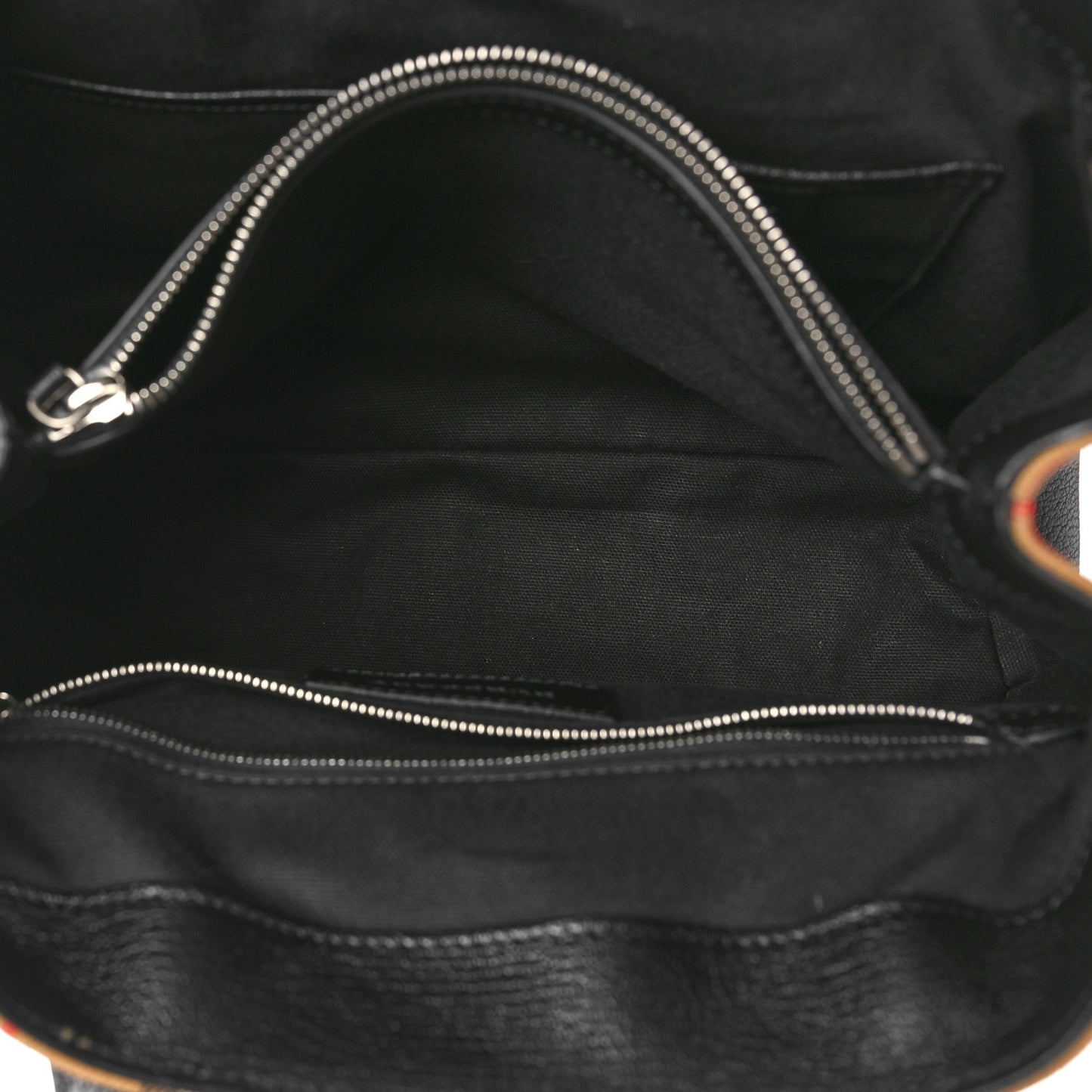 Goatskin Vintage Check Medium Banner Tote Black