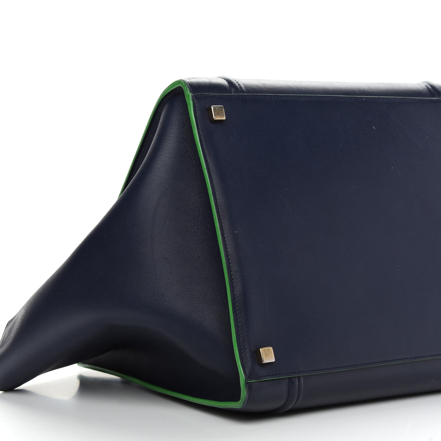 Supple Calfskin Medium Phantom Luggage Navy Blue Green Trim