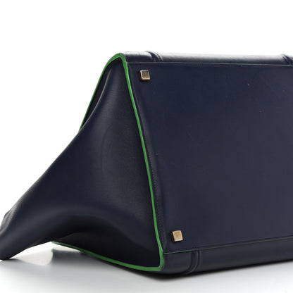 Celine Supple Calfskin Medium Phantom Luggage Navy Blue Green Trim 6 of 14