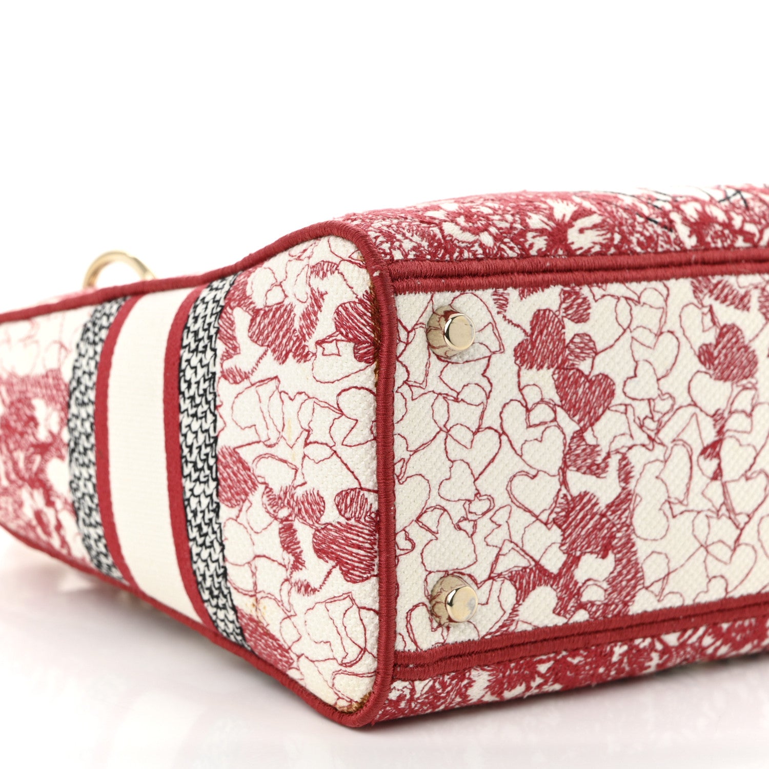 Christian Dior Canvas Embroidered Medium Dioramour D-Royaume Lady D-Lite Red Multicolor 9 of 10