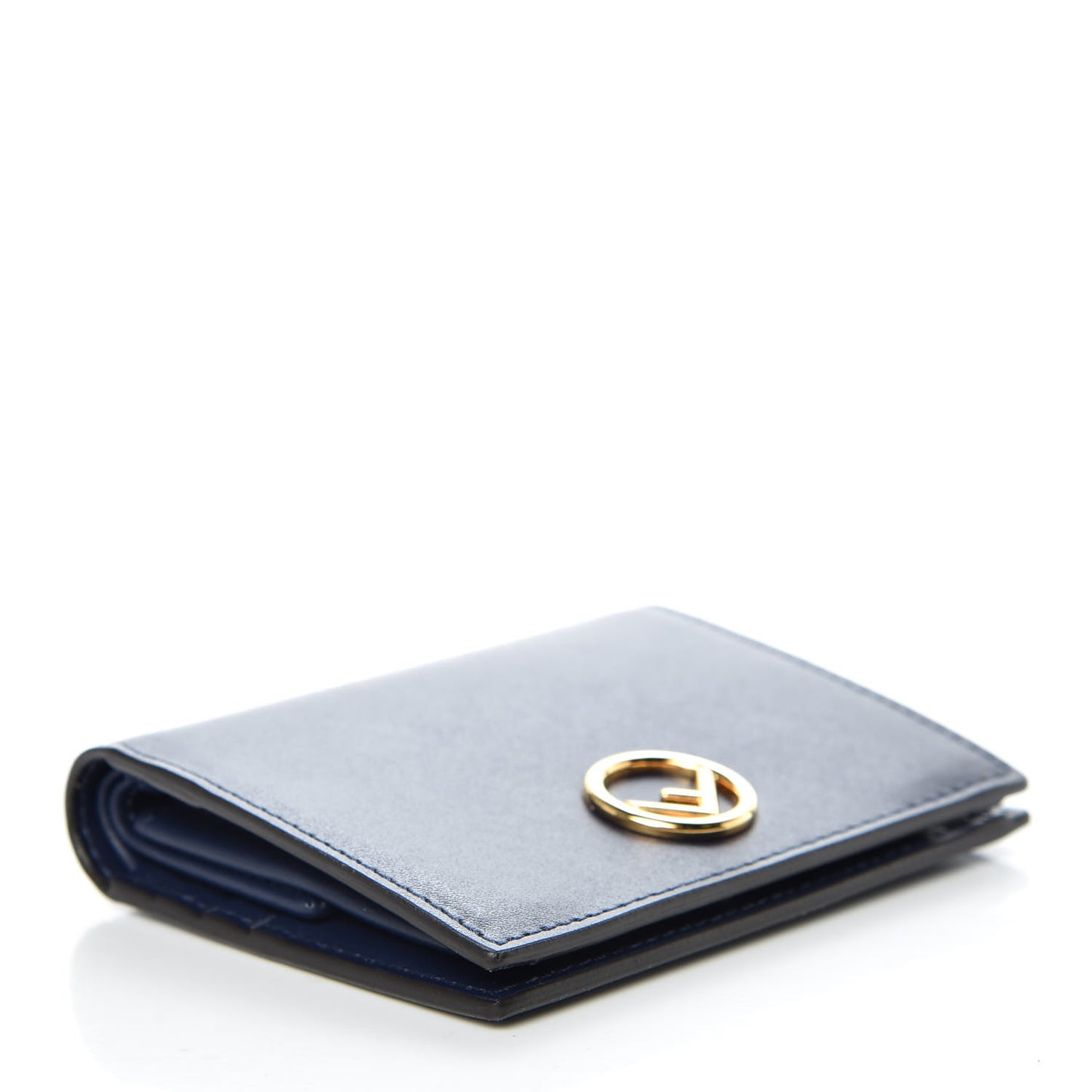 Vitello Liberty Lucido F is Fendi Compact Bi-Fold Wallet Blueberry