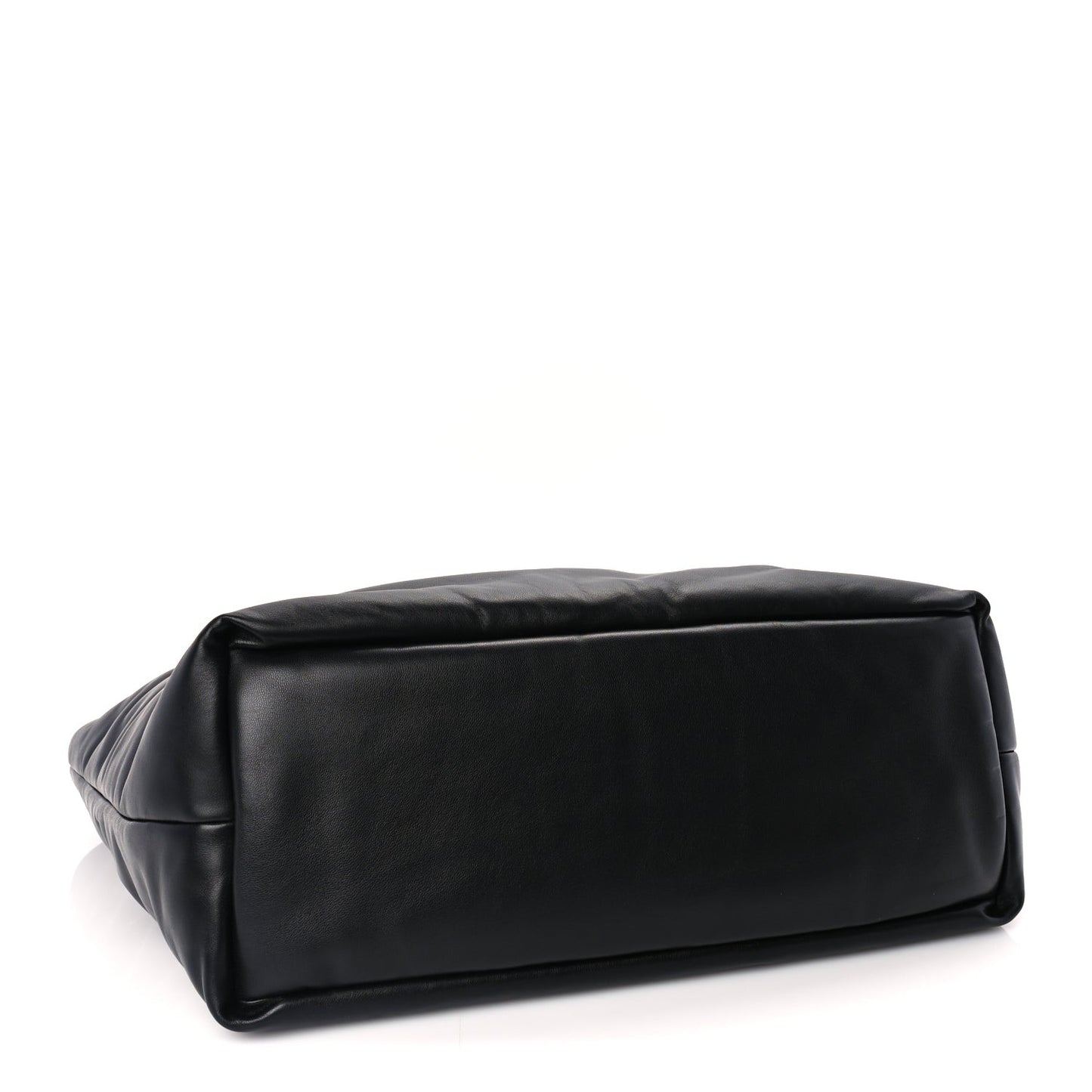 Lambskin Wide Puffer Tote  Black