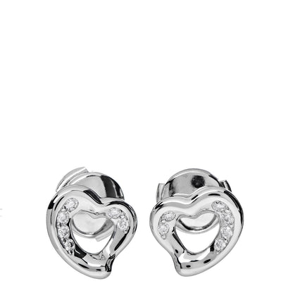 Tiffany Platinum Diamond Elsa Peretti Open Heart Earrings 1 of 4