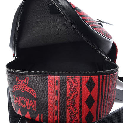MCM Visetos Baroque Print Medium Stark Backpack Black Red 5 of 10