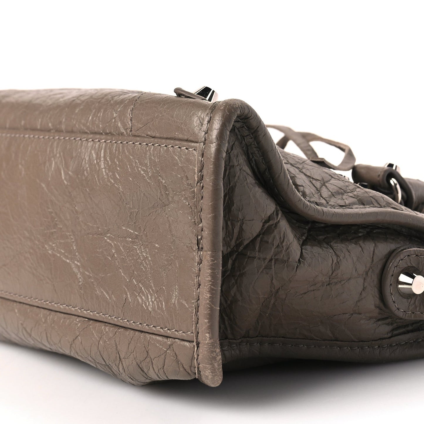 Agneau Classic Silver Hardware Mini City Dark Mink Grey