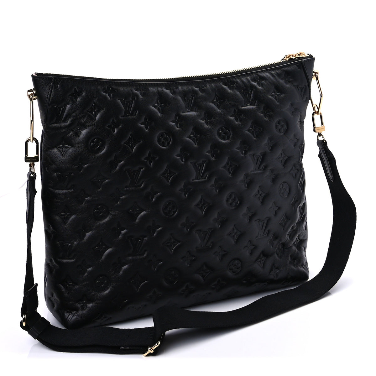 Louis Vuitton Lambskin Embossed Monogram Coussin Hobo MM Black 3 of 9