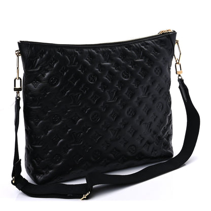 Louis Vuitton Lambskin Embossed Monogram Coussin Hobo MM Black 3 of 9