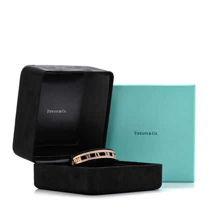 Tiffany 18K Rose Gold Diamond Atlas Open Hinged Bangle Bracelet 4 of 4