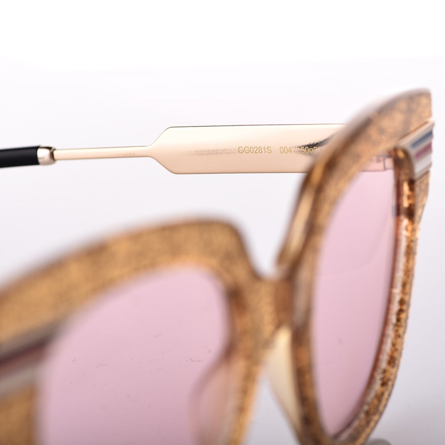 Acetate Square Frame Web Glitter GG0281S Sunglasses Gold