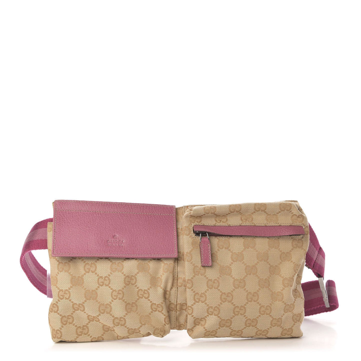 GG Monogram Web Double Pocket Belt Bag Pink