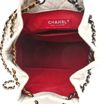 Chanel Aged Calfskin Quilted Gabrielle Backpack Black White 5 of 9