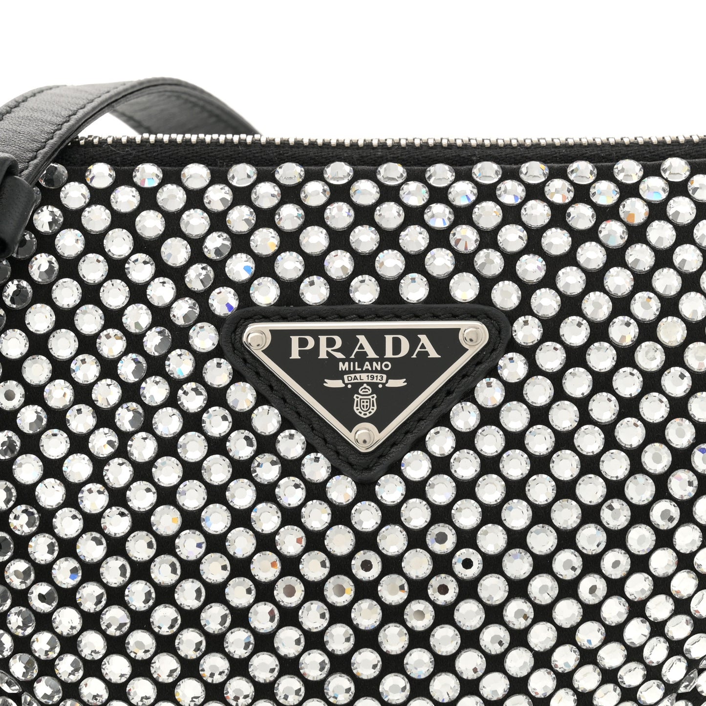 Satin Crystal Triangle Pouch Cristal