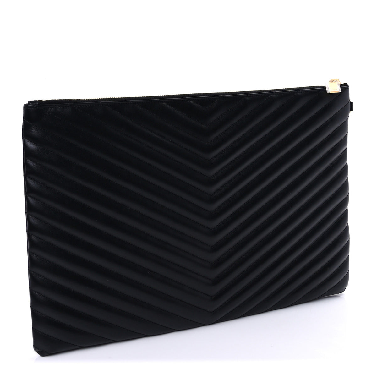 Calfskin Matelasse Chevron Monogram Document Holder Black
