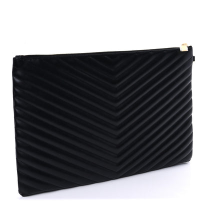 Saint Laurent Calfskin Matelasse Chevron Monogram Document Holder Black 4 of 6