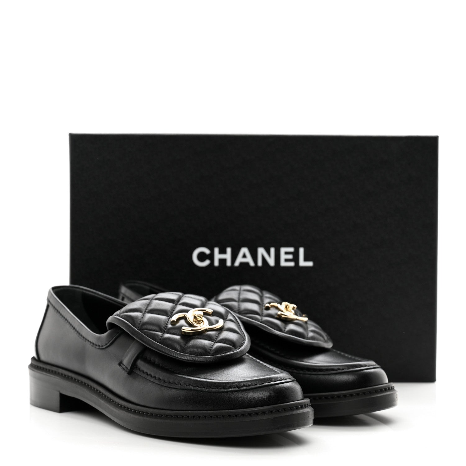 Chanel Lambskin Quilted CC Turnlock Loafers 39.5 Black 8 of 8
