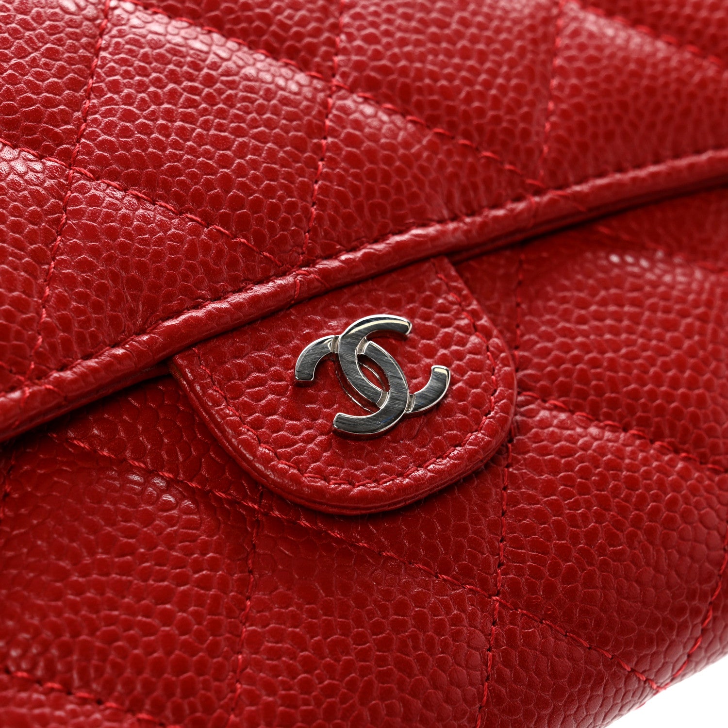 Chanel Caviar Quilted Travel Wallet Red 9 of 11