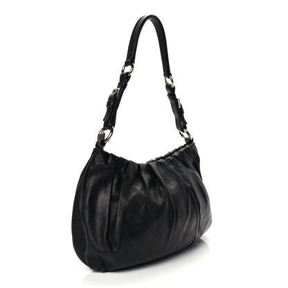 Prada Cervo Hobo Shoulder Bag Black 2 of 9