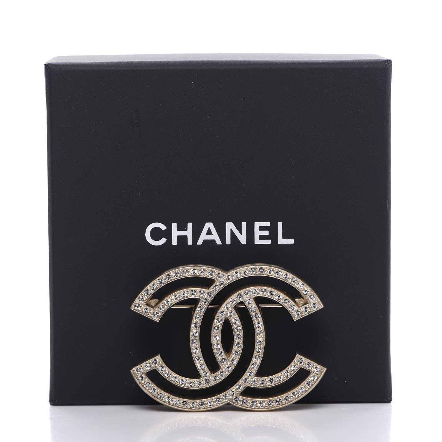 Chanel Crystal CC Brooch Light Gold 4 of 4