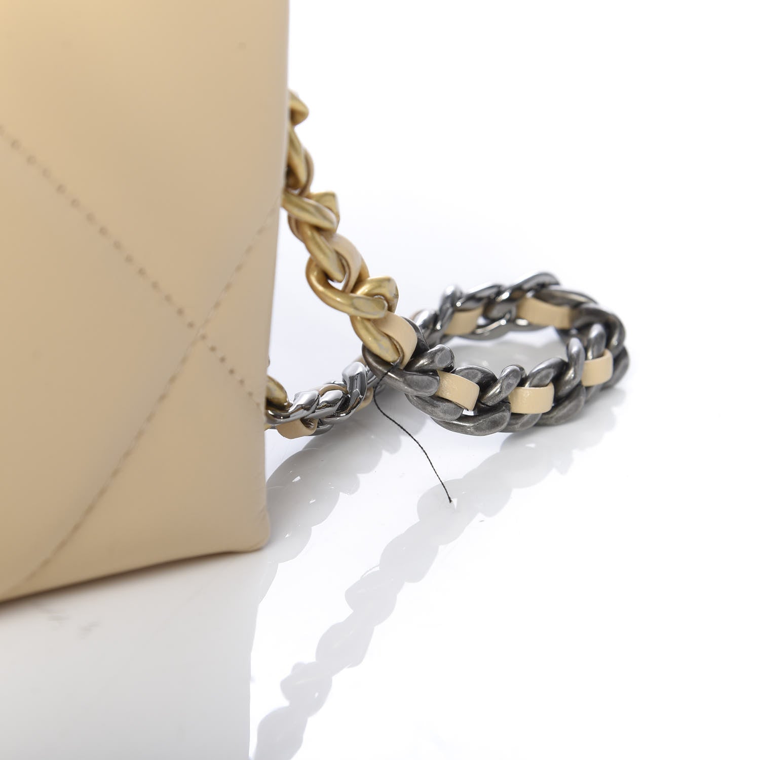 Chanel Shiny Goatskin Quilted 19 Small Pouch With Handle Beige 8 of 11