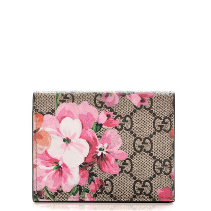 Gucci GG Supreme Monogram Blooms Card Case Beige Multicolor Dry Rose 1 of 8