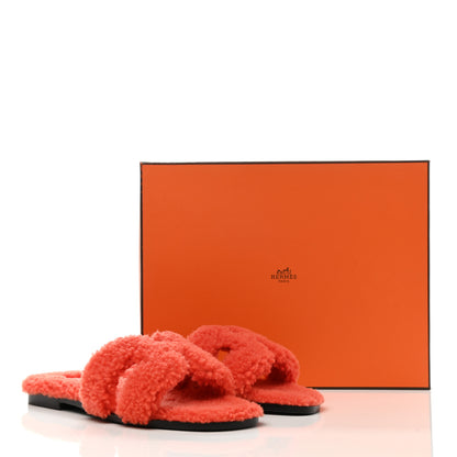 Hermes Woolskin Oran Sandals 37 Orange 10 of 10