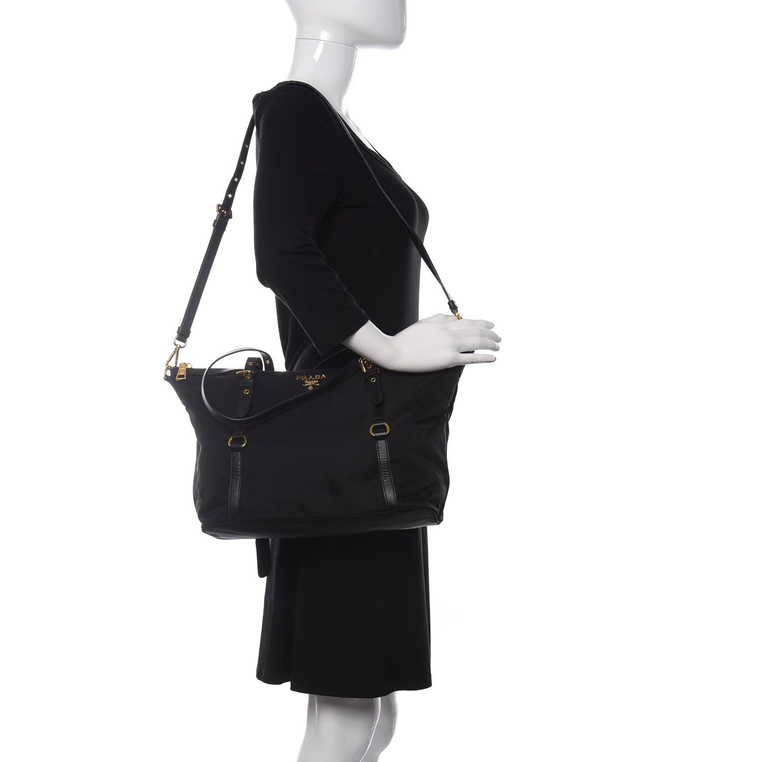 Prada Saffiano Tessuto Nylon Tote Black 2 of 11