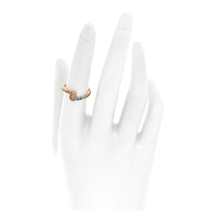 Gucci 18K Yellow Gold Mixed Gemstone Running GG Ring 53 6.5 2 of 4