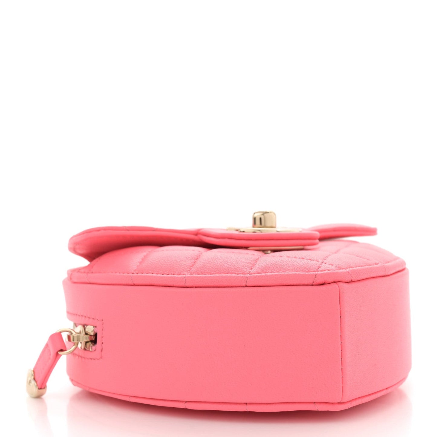 Lambskin Quilted CC In Love Heart Clutch With Chain Pink