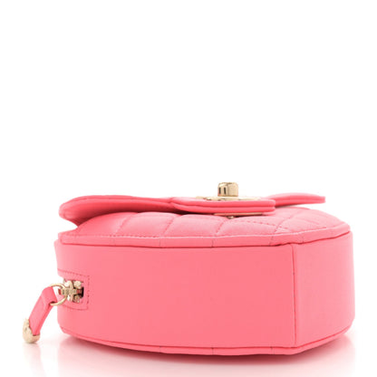 Chanel Lambskin Quilted CC In Love Heart Clutch With Chain Pink 4 of 7
