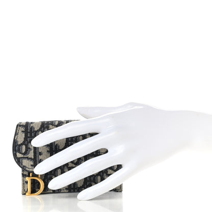 Christian Dior Oblique Saddle Card Holder Blue 2 of 9